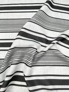 Gabardina Acrílica IMPERMEABLE - Lino Gris Mil Rayas Negras