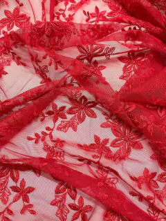 Tull Bordado - Rojo