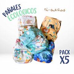 PROMO PACK x5 PAÑALES ECOLOGICOS + 10 Absorbentes