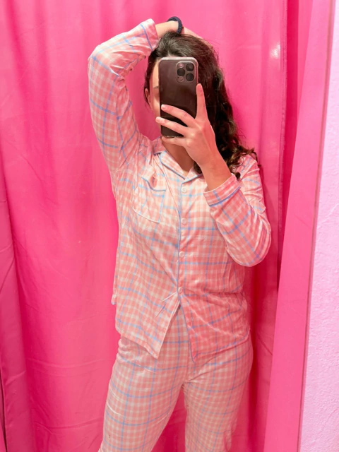 Pijama Camisero cuadros combinado - comprar online