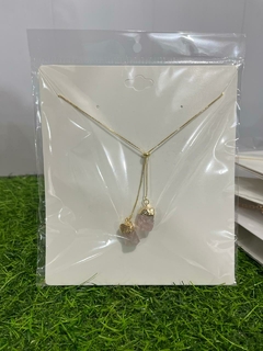 Colar gravatinha quartzo rosa dourado
