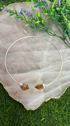 Chocker aro duplo citrino banho prata