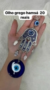 Amuleto hamsa com olho grego banho prata