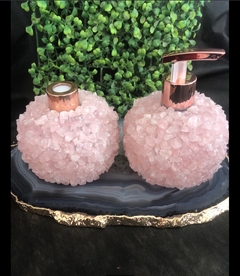 conjunto difusor e saboneteira quartzo rosa