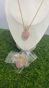 Colar difusor quartzo rosa banho dourado aço inox