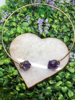 chocker aro ametista dourado