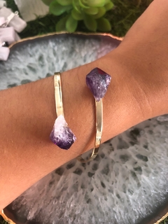 bracelete duplo ametista banho dourado