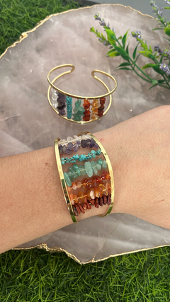 Bracelete 7chakras banho dourado