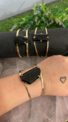 Bracelete lapidado obsidiana negra