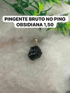 Pingente bruto no pino dourado obsidiana