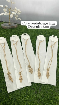 Colar cestinho dourado aço inoxidável
