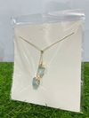 Colar gravatinha água marinha dourado