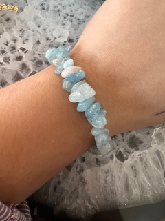Pulseira Agua marinha cascalho