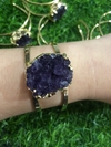 Bracelete drusa de ametista banho dourado