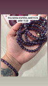 Pulseira esfera 6mm ametista