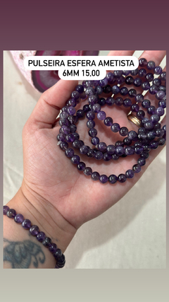 Pulseira esfera 6mm ametista