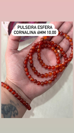 Pulseira esfera 6mm cornalina