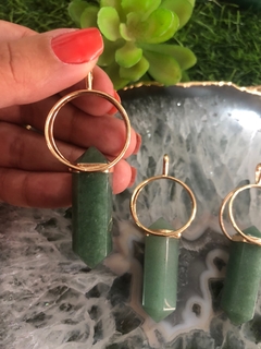 Pingente quartzo verde biterminado com argola G.(dourado) - comprar online