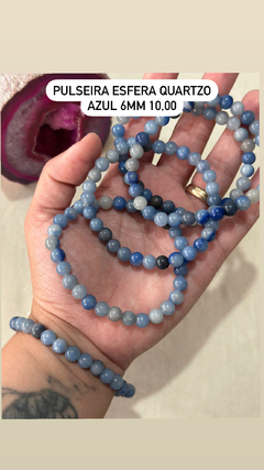 Pulseira esfera 6mm quartzo azul