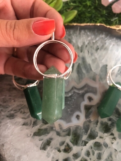 Pingente quartzo verde biterminado com argola G.(banho prata) - comprar online