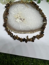 chocker gargantilha cascalho olho de tigre