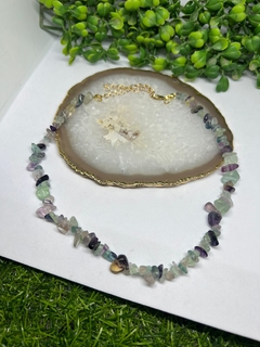 chocker gargantilha cascalho fluorita