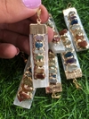 Pingente selenita 7 chakras banho dourado