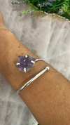 Bracelete pedra única drusa de ametista banho áurea