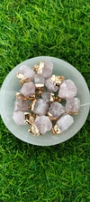 pingente bruto quartzo rosa dourado (amor incondicional)