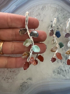 Pingente folha 7 chakras banho prata
