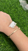bracelete pedra única drusa de cristal, banho dourado