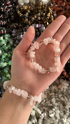 Pulseira cascalhão quartzo rosa