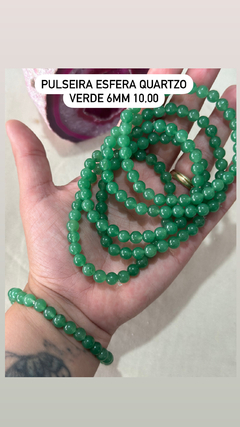 Pulseira esfera 6mm quartzo verde