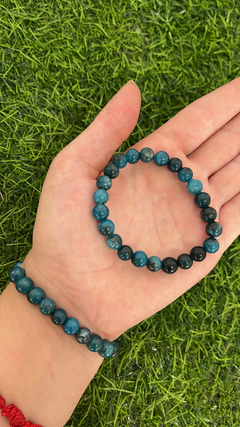 Pulseira esfera 8mm apatita azul