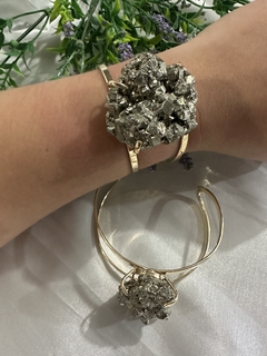 Bracelete pirita luxo dourado - Moriá pedras