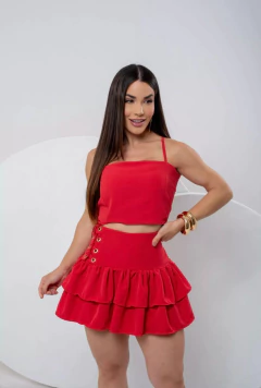 Imagem do Conjunto Cropped + Saia - Vermelho (Veste 38/40)