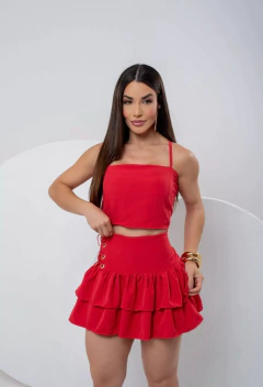 Conjunto Cropped + Saia - Vermelho (Veste 38/40) na internet