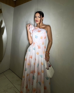 Vestido Assimétrico com Max Fenda - Estampa Rosé (Veste 40/42) - Loja Girls Chick