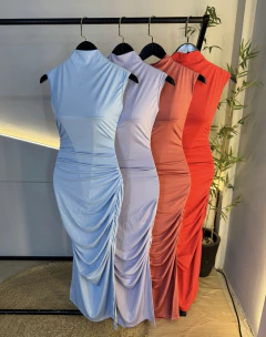 Vestido Midi Gola Alta - EM VÁRIAS CORES (Veste 38/42) - Loja Girls Chick