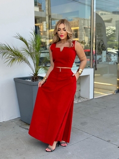 Conjunto Cropped + Saia Ellegant - Vermelho (Veste 40/44) na internet