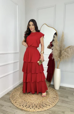 Conjunto Blusa + Saia Longa Vermelho (38/44) - comprar online