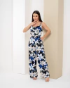 Conjunto Calça Pantalona + Blusa Alcinha - Estampa Azul (Veste 38/40)