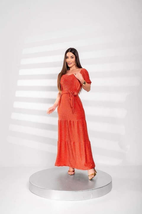 Vestido Longo Coral com Brilho priscila (Veste 38/44) - (cópia) - comprar online