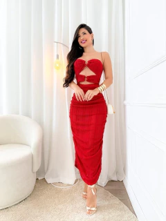 Conjunto cropped + Saia Longa Aline (Veste36/40) - Loja Girls Chick