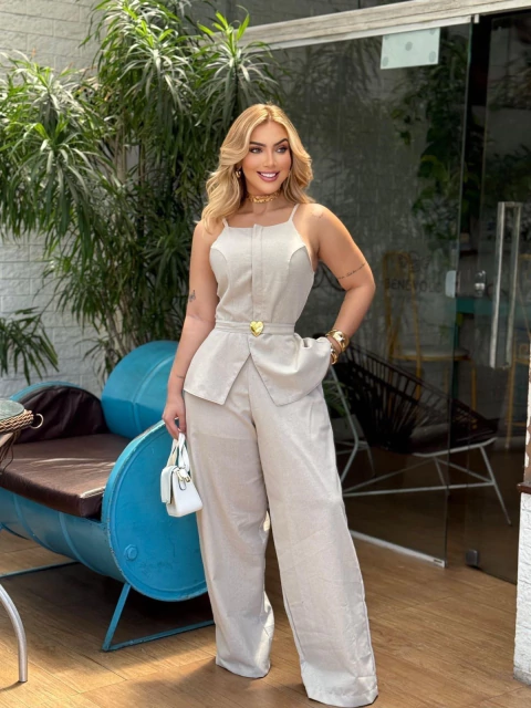 Conjunto Blusa + Calça Ellegant - Off White (Veste 38/42) - comprar online