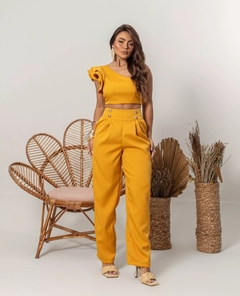 Conjunto Calça + Cropped - Amarelo (Veste 38/40) na internet