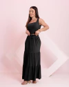 Conjunto Saia MIDI Longa + Cropped - Preto (Veste 38/40) - comprar online