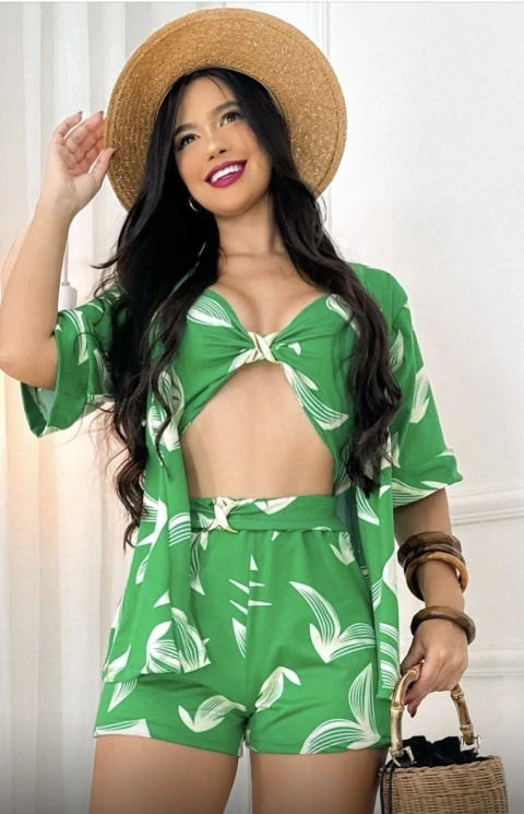 Conjunto 3 Peças - Estampa Verde (Veste 38/40) - comprar online