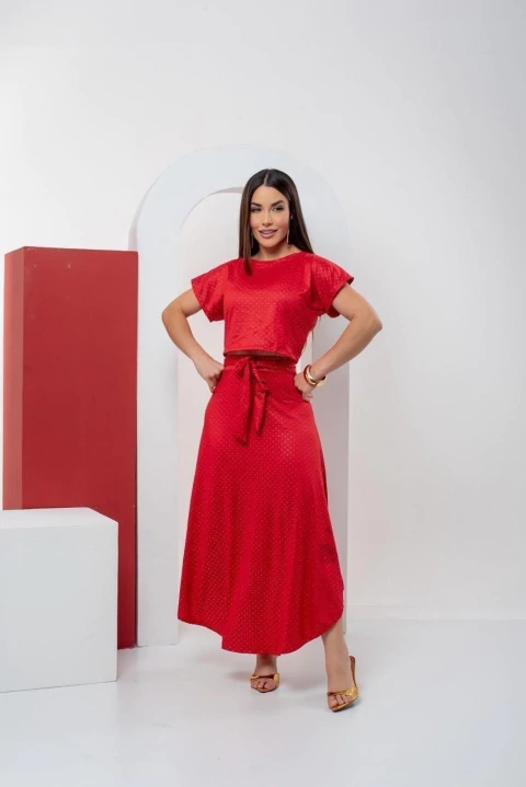 Conjunto Saia MIDI Mullet + Cropped -Vermelho (38/44) - comprar online
