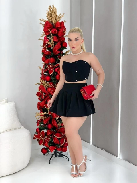 Conjunto cropped + short Saia Rebeca (Veste 36/40) - comprar online